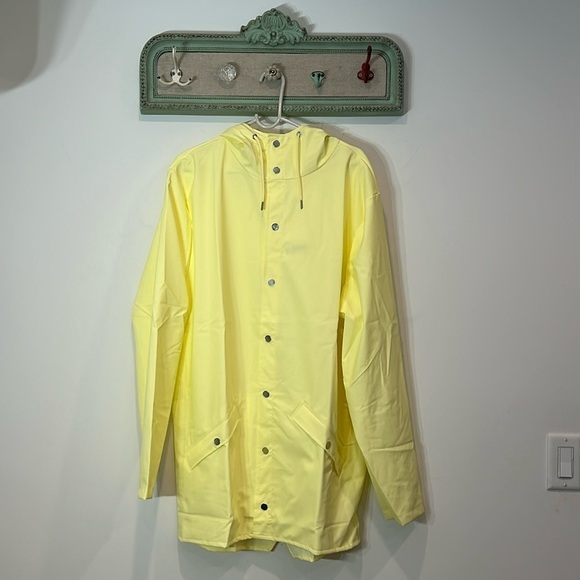 Brand new RAINS Core Long Rain Jacket XL unisex straw yellow - Picture 2 of 10
